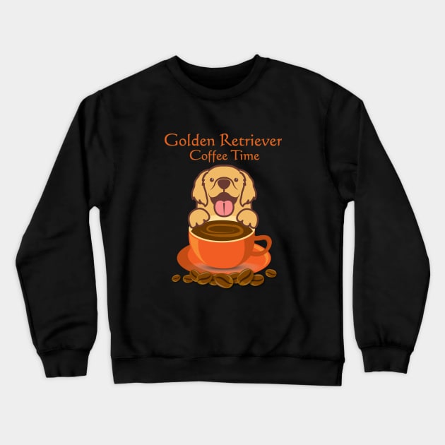 Golden Retriever Coffee Time Crewneck Sweatshirt by anbartshirts